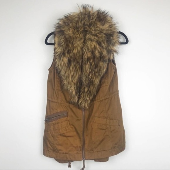 Anthropologie Hei Hei Tan Faux Fur Collar Vest - Picture 5 of 7